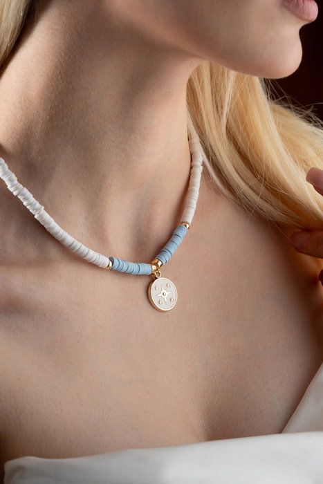 Heliophilia Silver Collar Multicolor con Colgante de Aleación de Latón y Cobre